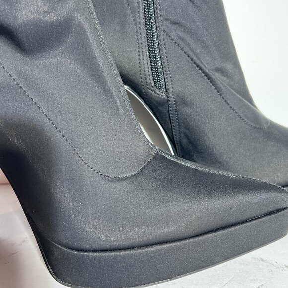 Zara NWOT Stretch Blk Fabric Platform Pointed Toe High Heel Booties Sz. 8 8.5 - Picture 6 of 16